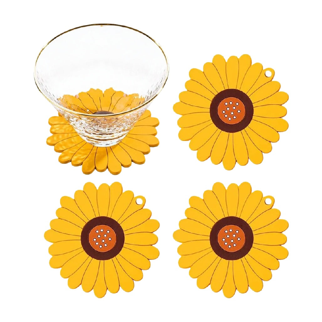 Sous-verres en silicone en forme de fleur - pour protéger les surfaces de table - matériau en silicone - 10 x 10 x 1