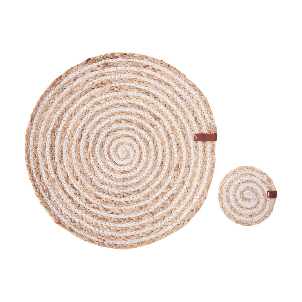 Tapis circulaire en jute tissé - Pour décoration intérieure ou extérieure - Matière naturelle - Dimensions variables selon le modèle